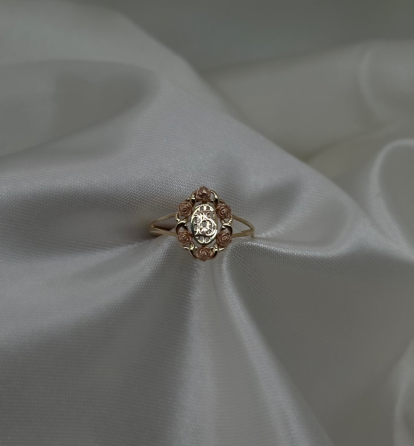 14k Gold Flower Quince Ring