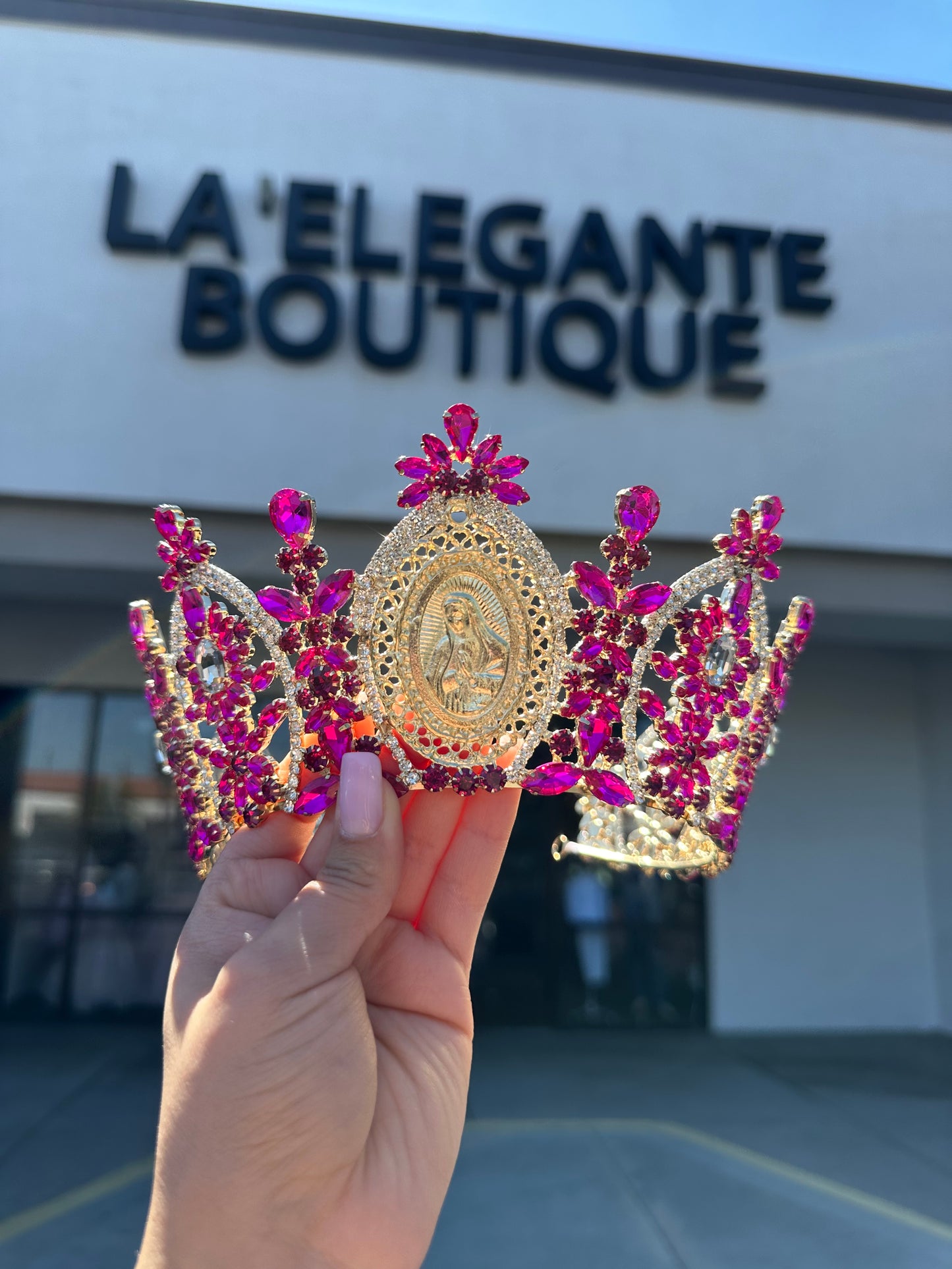 Virgen crown Fuschia/ gold