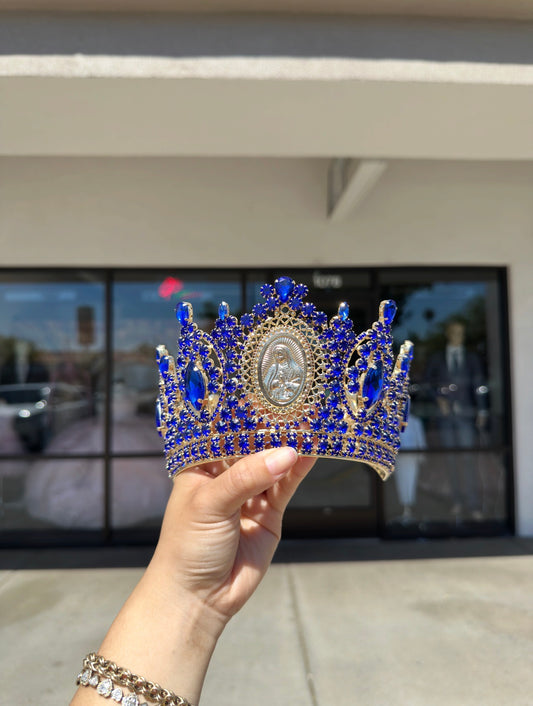 Virgin Mary Royal Blue/Gold Crown