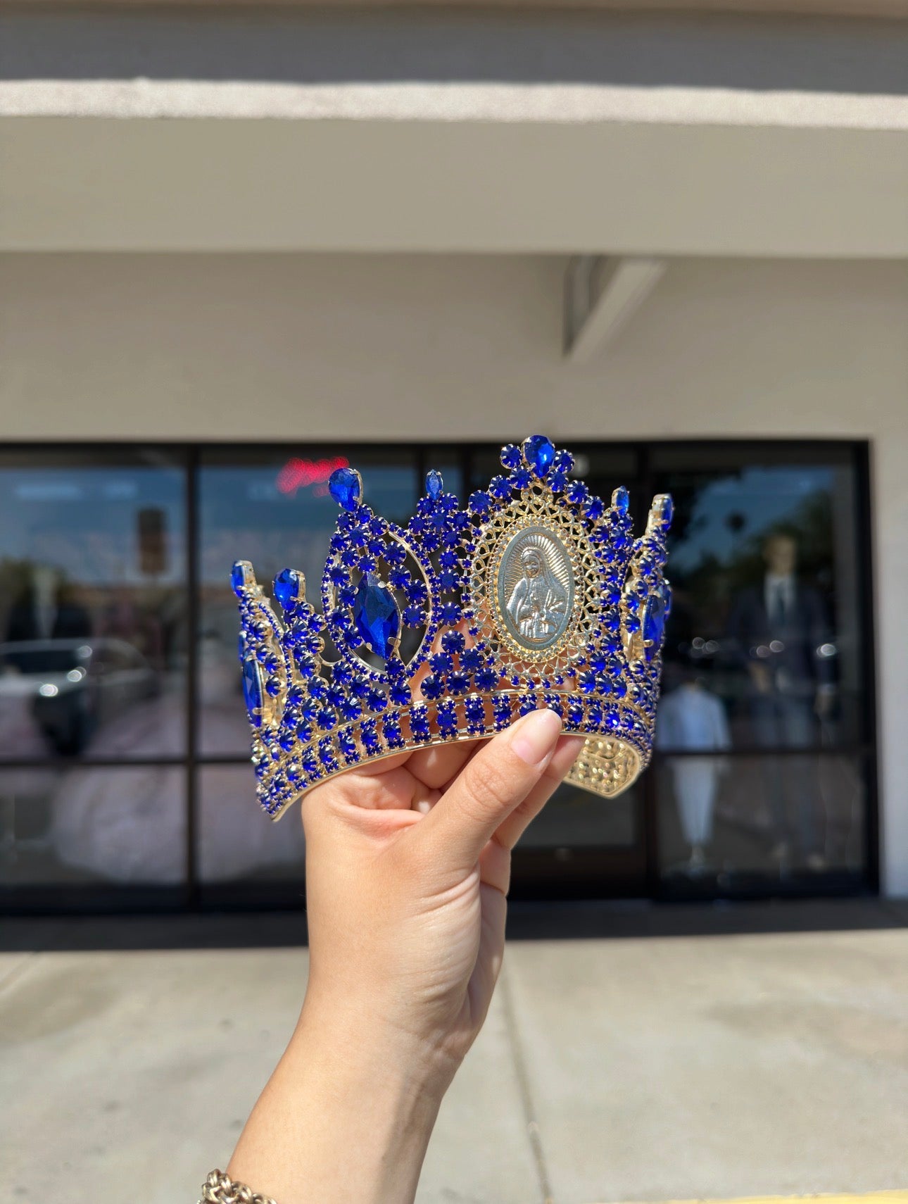 Virgin Mary Royal Blue/Gold Crown