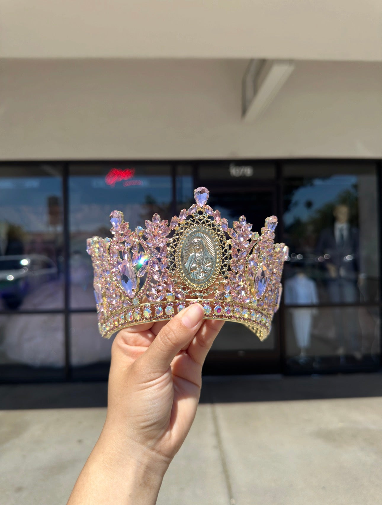 Virgin Mary Crown Pink/Gold Crown