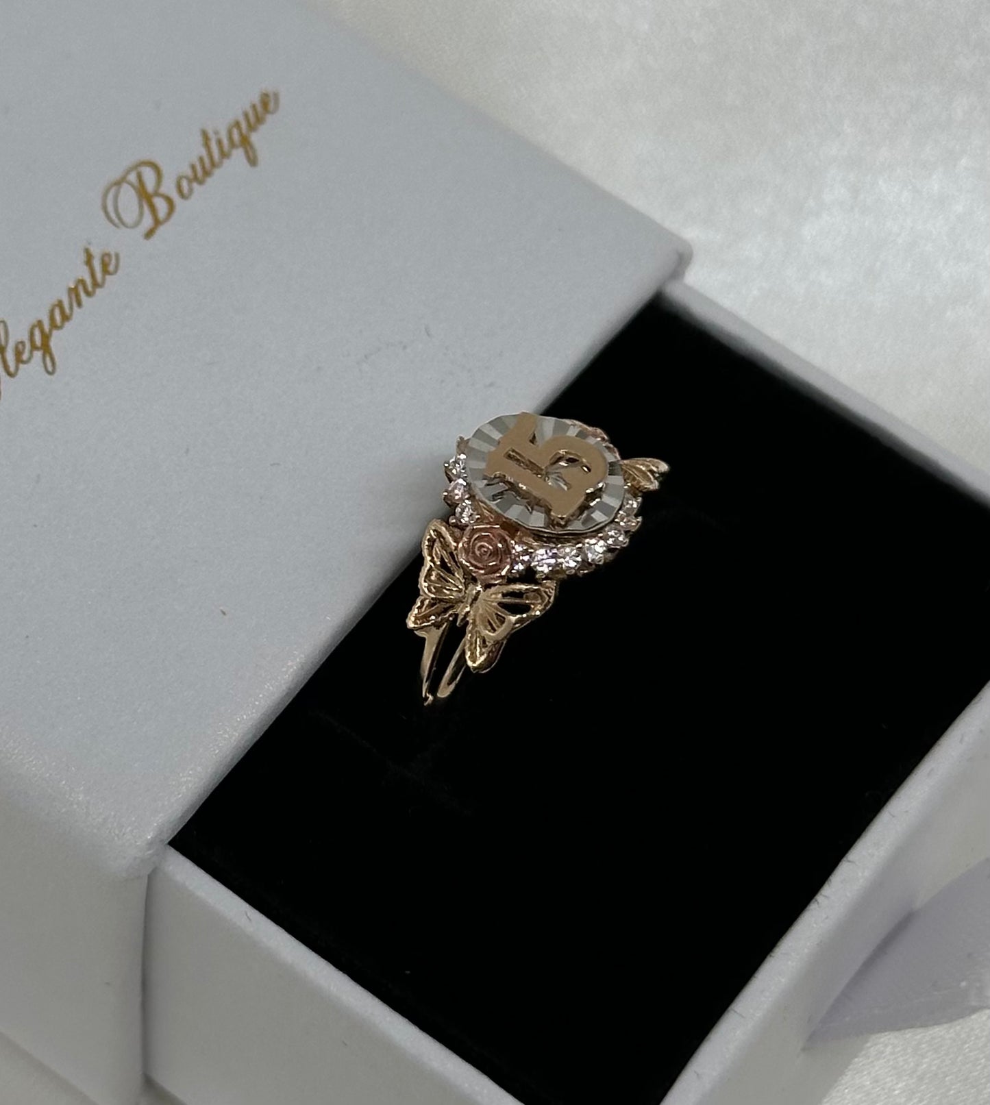 14k Gold Butterfly Quince Ring