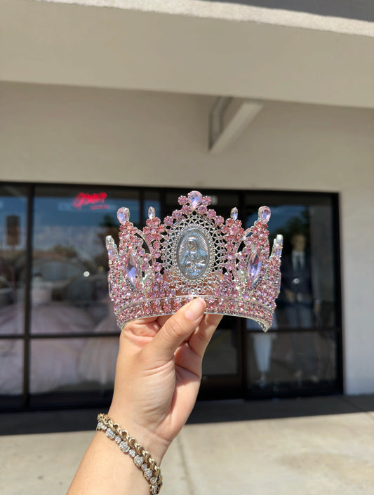 Virgin Mary Pink/Silver Crown